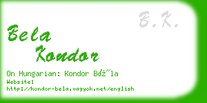 bela kondor business card